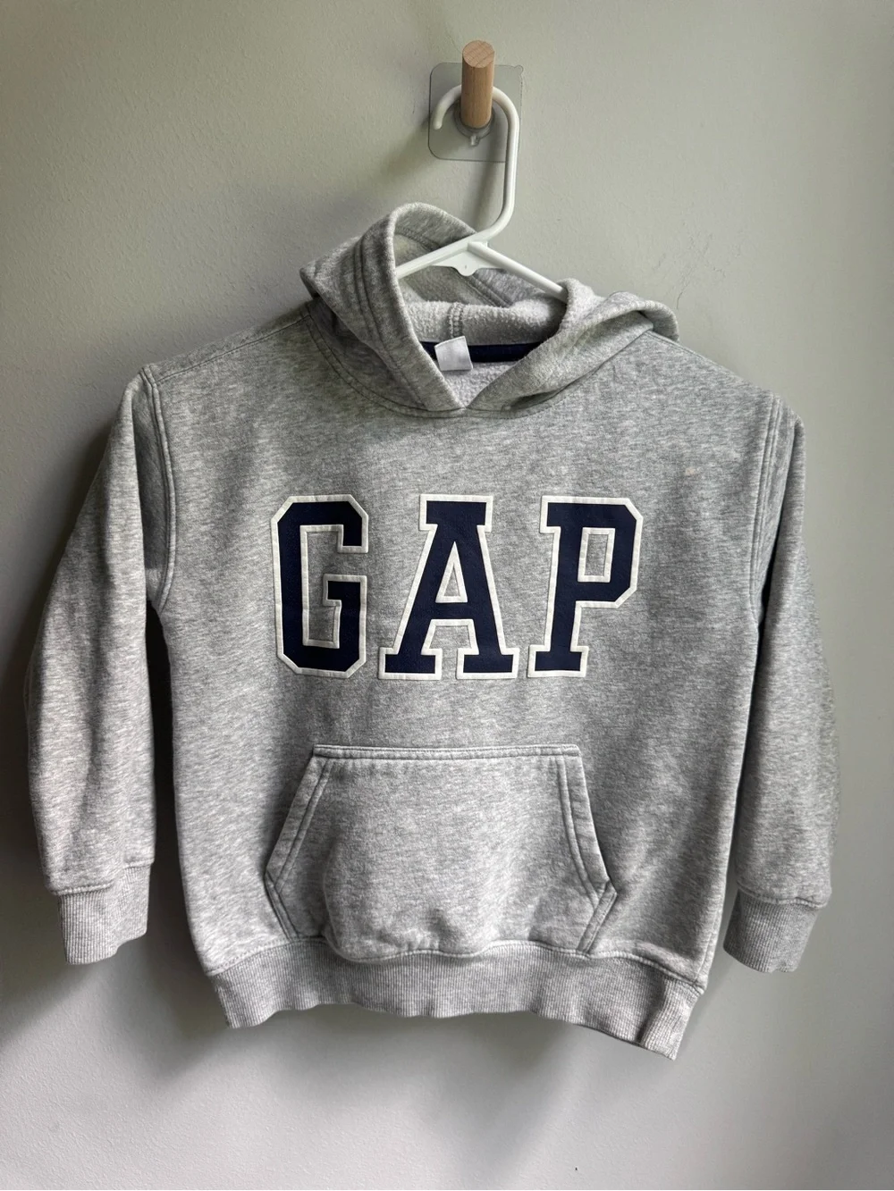 GAP Kids Light Gray Hoodie with Navy Lettering